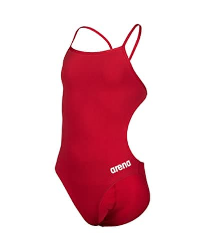 Image of ARENA Solid Challenge Team Junior Girl's One-piece Swimsuit, Fast-Drying Sports Swimwear, MaxLife Fabric with Maximum Chlorine Resistance and UPF 50+ UV Protection Red-White