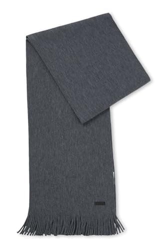 Image of BOSS Mens Albas Raschel-knit scarf in responsible virgin wool