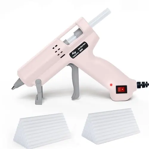 Image of Tilswall Hot Glue Gun Kit, 50W Mini Glue Gun, Fast Preheating Hot Melt with 75pcs 130mm x 7mm Glue Sticks for Crafting, DIY, Art, Home Repairs, Glass and Fabric Pink