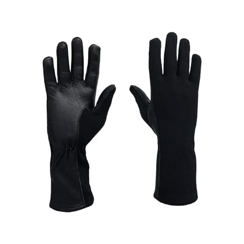 Image of Nomex Flight Gloves, Leather Work Gloves for Men, Soft Durable Sheep Skin Leather Driving, Flying, Gardening Hunting Gloves (Black, 8 (Long))