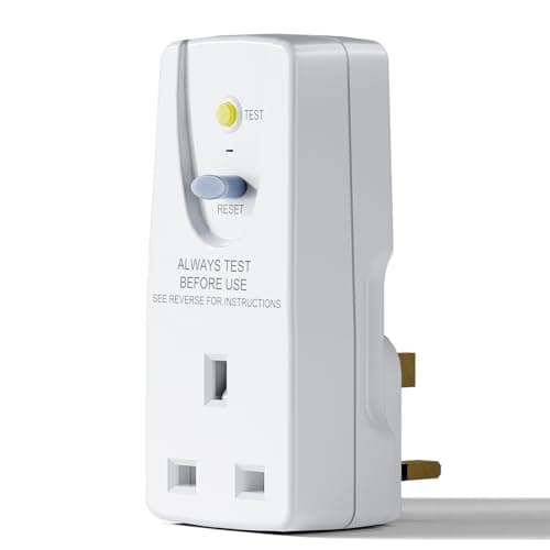 Image of EXNICEXI RCD Plug Safety RCD Adaptor UK Leakage Protection Home Circuit Breaker (30mA 240V AC, 13A 50HZ IEC61540) for Household Appliances and Power Tools, White