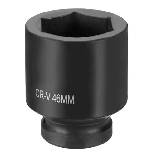 Image of sourcing map 6 Point Impact Socket 1" Drive 46mm Metric Socket CR-V Steel Spindle Axle Hex Sockets for Machine Shaft Nuts Bolts Repair, Black