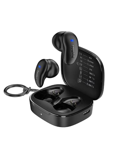 Image of Belkin SoundForm Anywhere Wireless Earbuds, Lightweight Earbuds for Side Sleeping with Long-Lasting Comfort, Bluetooth 6.0, 26H Battery Life, IPX4, Earphones for sleeping, sports and more - Black