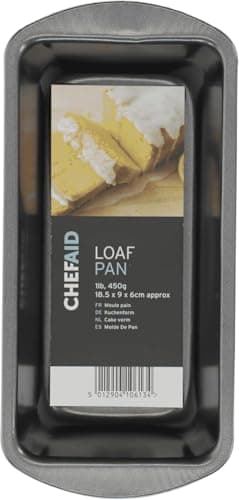 Image of Chef Aid Non-Stick 450 g Rectangular Bread pan 22.5 x 10.5 x 5.5 cm Ideal for Bread, Loaves, Cakes and Pastries Handwash, Refrigerator and Freezer Safe, Black