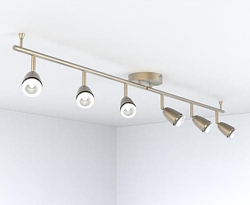 Image of National Lighting Led Celing Lights Rotatable, 6 Way Ceiling Spolights, Antique Brass Finish, for Living Room, Kitchen, Bedroom, GU10 Led Compatible