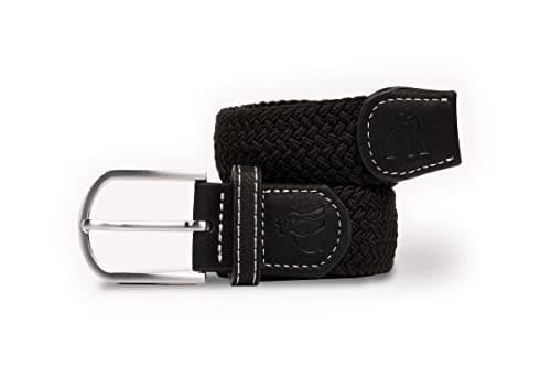 Image of SWOLE PANDA Unisex Recycled Woven Belt, Elastic Belt for Men and Women, Belt Buckle Stretch Woven Belt - Black