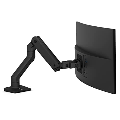 Image of Ergotron – HX Premium Heavy Duty Monitor Arm, Single Monitor VESA Desk Mount – for Flat or Slight Curved Ultrawide Monitors Up to 49 inches, 20 to 42 lbs – Standard Pivot, Matte Black