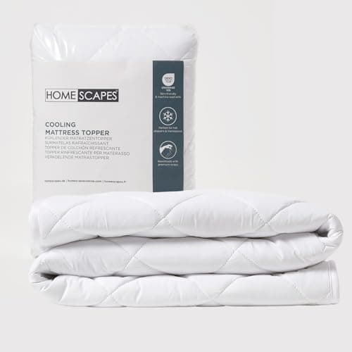 Image of HOMESCAPES Cooling Mattress Topper Single 90x190cm – Instant Cool Touch Mattress Pad, Up to 3–5°C Cooler, Breathable Quilted Bed Topper, Hot Sleepers, Machine Washable, OEKO-TEX Certified