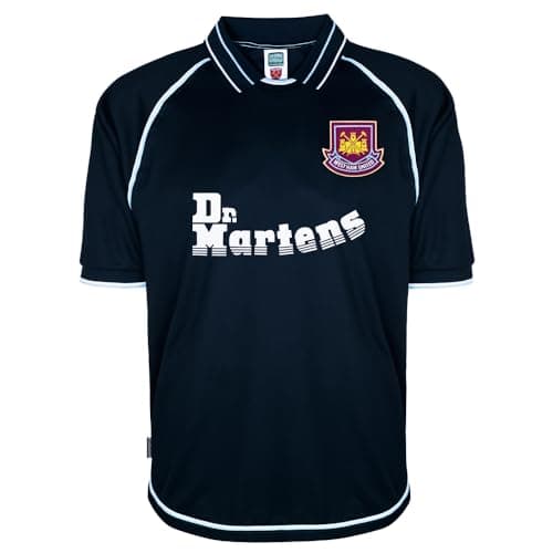 Image of Score Draw West Ham United 2000 Away Retro Football Shirt Blue XS Polyester