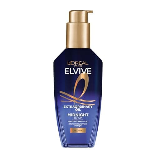 Image of L’Oréal Paris Elvive Extraordinary Oil Midnight Serum, Renourishing Hair Treatment, Infused With Camellia Oil For Intense Renourishment, 96H Frizz Control, Leave-In Night Hair Oil, 100ml