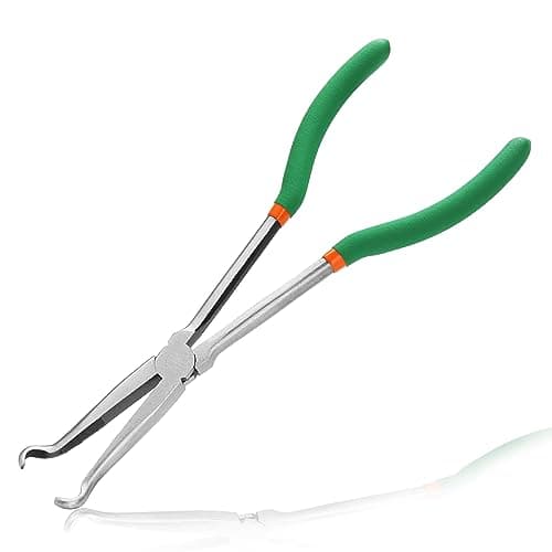 Image of LEONTOOL 11 Inch Long Reach Hose Grip Pliers Spark Plug Removal Pliers Offset Spark Boot Removal Pliers Long Reach Ring Nose Pliers with Serrated Jaws Circle Pliers for Car, 1/2-Inch Diameter