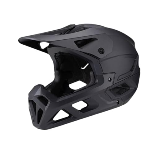 Image of Fenteer Full Face Bike Helmet,Adjustable Helmet with Sun Hat Brim for Skateboarding Mountain Road Bike Scooters Climbing(54-58CM), Black