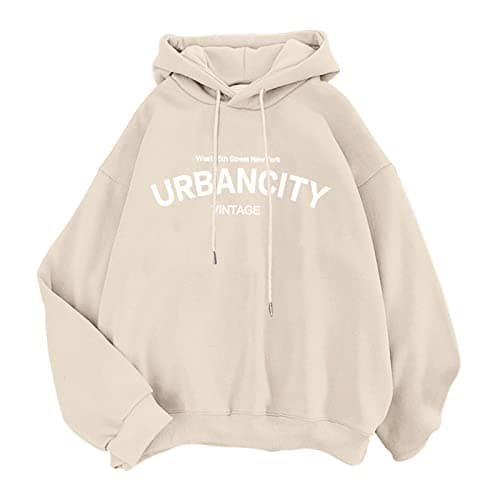 Image of Women's Hoodies Sweatshirts Sweatjacket Women's Cute Sweatshirt Long Sleeve Hoodie Pullover Tops for Teen Girls Aesthetic Clothes (Beige, XL)