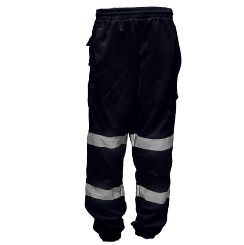Image of Dolce Vari 100% Polyester Hi Viz Mens Work Trousers Hi Viz Jogging Bottoms Safety Sweat Pants Multi Pockets Super Soft Hi Vis Cargo Security Work Wear Trousers (3XL, Navy)