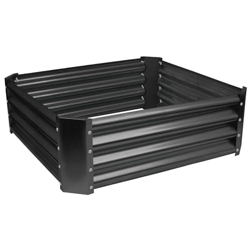 Image of Harbour Housewares Raised Garden Bed - Anthracite - 90 x 90cm - Square - Bottomless Metal Raised Bed Galvanised Steel Planter Box for Growing Outdoor Plants, Vegetables, Flowers and Herbs