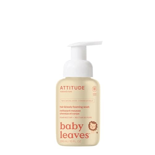 Image of ATTITUDE 2-in-1 Hair and Body Foaming Baby Wash, EWG Verified Shampoo Soap, Dermatologically Tested, Made with Naturally Derived Ingredients, Vegan, Pear Nectar, 295 mL