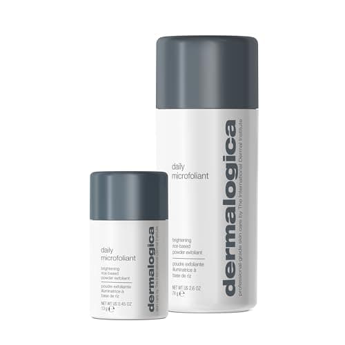 Image of Dermalogica Daily Microfoliant - Gentle Face Exfoliator Scrub Powder with Salicylic Acid, Rice Enzymes and Papain - Achieve Brighter, Smoother Skin Every Day - 74g & Travel Size Bundle