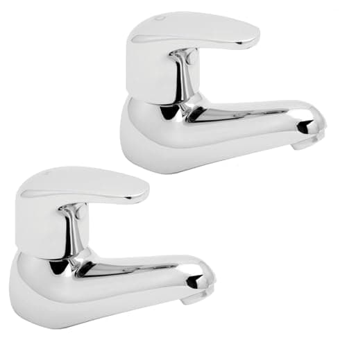 Image of Deva Adore Chrome Basin Taps Large Lever Handle Tap Easy USE Hot & Cold-Water Sink Bathroom Deck Mounted Faucet ADORE101-12 Year Warranty