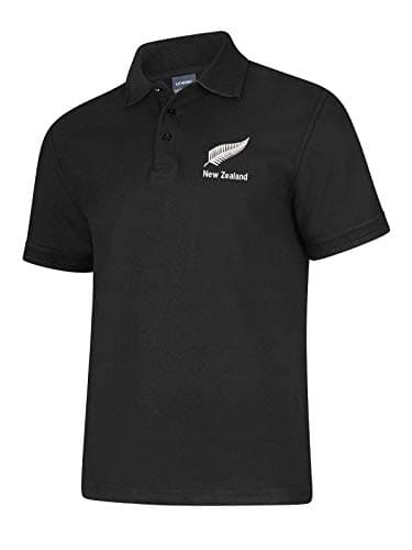 Image of Uneek clothing New Zealand Design Polo Shirt - Unisex- Colour Black - XS to 8XL (XS)