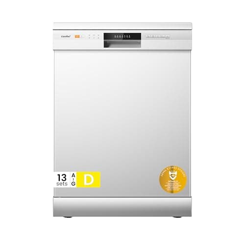Image of COMFEE' Dishwasher Freestanding with 13 Place Settings, New Upgraded Full Size Dishwasher 60cm Width, CDWPF1301PWD-UK, Auto Door Open Drying, Quick Wash, Hygiene Wash, Delay Start, Half Load -White