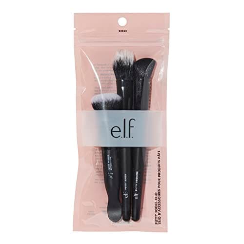 Image of e.l.f. Putty Tools Trio, Set Of 3 Face Makeup Brushes For Putty Products, Helps You Easily Blend Putty Primer, Blush Vegan & Cruelty-Free Black Color