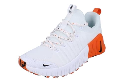 Image of Nike Men's Free Metcon 6 Workout Shoes, White/Black/Safety Orange, 6.5