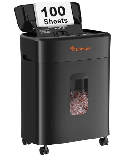 Image of Bonsaii 100-Sheet Auto Feed Paper Shredder, Micro Cut Heavy Duty shredder with P-4 Security Level, Up to 30-Minute Continuous, 16L Bin, Anti-Jam Shredders for Home Office use, Black, C231-D