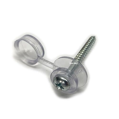 Image of 10 x Roofing Screws and Clear Caps for Corrugated Sheeting - Screws 50mm