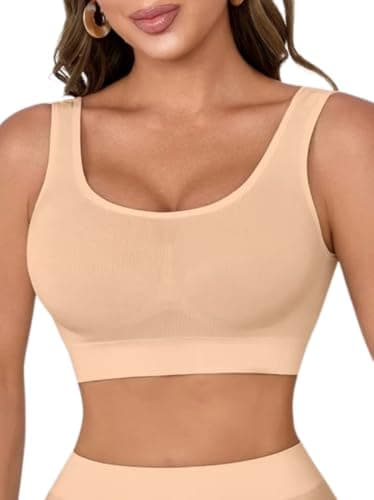 Image of Boolavard New Seamless Sports Style Bra Crop Top Vest Comfort Stretch Bras Shapewear (as8, Alpha, x_l, Regular, Regular, Nude)