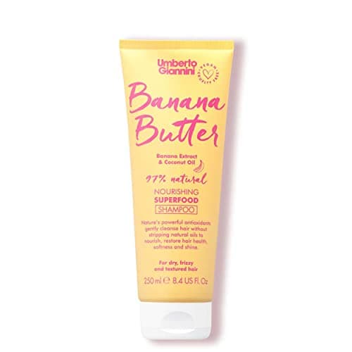 Image of Umberto Giannini Banana Butter Nourishing Superfood Shampoo, Vegan & Cruelty Free Moisturising Formula for Dry, Textured or Frizzy Hair, 250 ml…