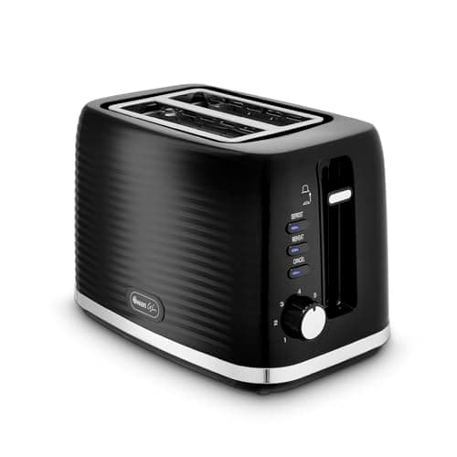 Image of Swan ST19034BLK Wave 2-Slice Toaster, 7 Browning Levels, Defrost, Cancel & Reheat Functions, Removable Crumb Tray, Hidden Cord Storage, Non-Slip Feet, Black