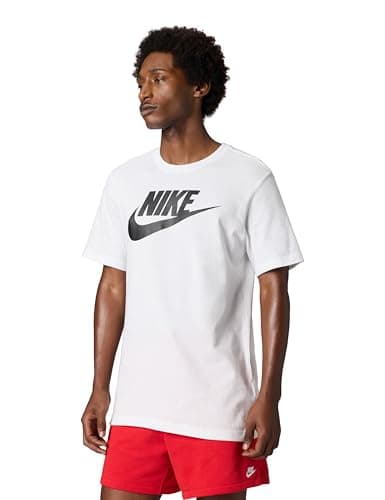 Image of NIKE Men's M Nsw Tee Icon Futura T shirt, White/(Black), L UK