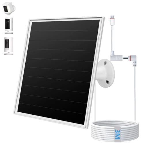 Image of 8W Solar Panel for Ring Camera, Solar Charger with DC35*135 Port and 3M/9.8FT Cable (Barrel Plug to USB-C Adapter), Fits Ring Stick Up Cam Battery, Spotlight Plus/Pro with Fast Charging Capability