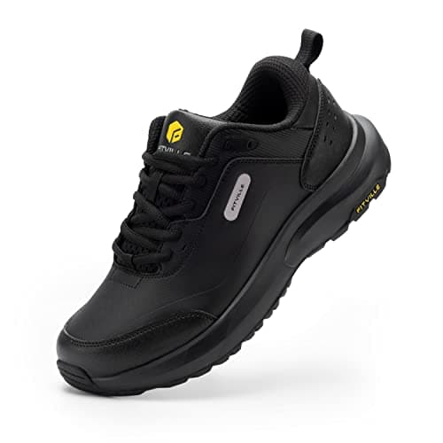 Image of FitVille Mens Extra Wide Fit Walking Hiking Shoes Lightweight Casual Trainers Non-Slip Sneakers for Outdoor Trekking Camping Climbing Black
