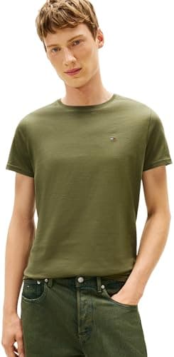 Image of Tommy Jeans Men's TJM Xslim Jersey Tee Ext Dm0Dm04411 S/S T-Shirt, Green (Dark Greenery), M
