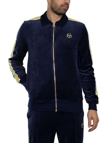 Image of Sergio Tacchini Monte Velour Track Top Jacket, Maritime Blue/Mango Mint (UK, Alpha, M, Regular, Regular, Maritime Blue/Mango Mint)
