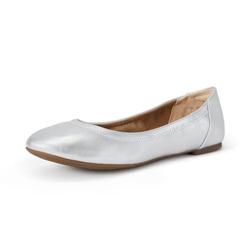 Image of Amazon Essentials Women's Belice Ballet Flat, Silver, 3 UK