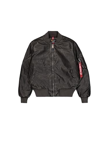 Image of Alpha Industries Men's MA-1 Faux Leather Vintage Bomber Jacket, Black, 3XL