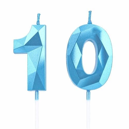 Image of 10th Birthday Candles, Blue Number Candles Birthday Decoration, Happy Birthday Cake Toppers, for Birthday Parties Weddings Company Anniversaries (Blue, 10)