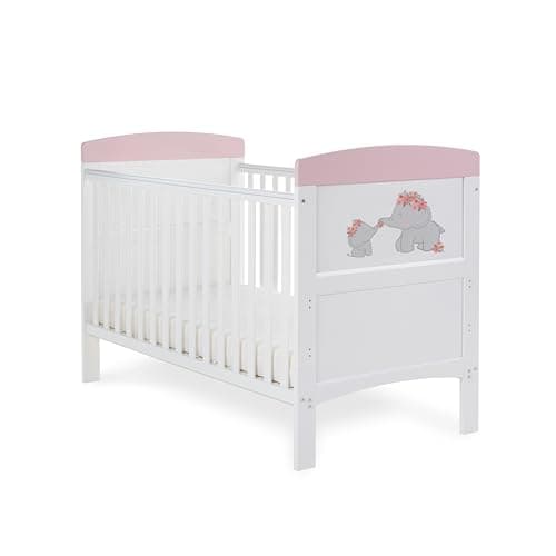 Image of Obaby Grace Inspire Cot Bed - Me & Mini Me Elephants Pink 21OB1733