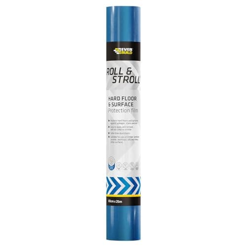 Image of Everbuild Roll & Stroll Hard Surface Protector – Self-Adhesive – Totally Waterproof – Transparent Blue – 600mm x 25m