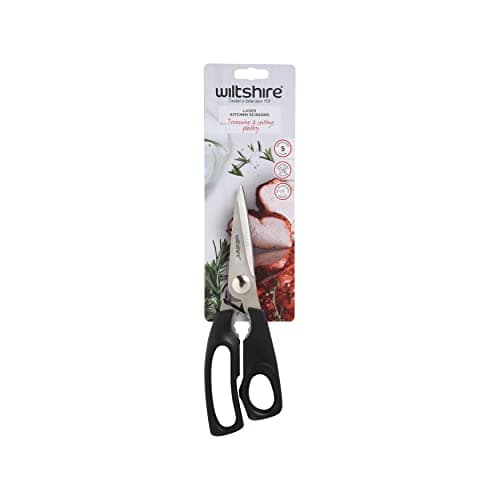 Image of Wiltshire Laser Plus Kitchen Scissors, Kitchen Shears, Stainless Steel Blade with Plastic Handle, Right and Left Handed, 21.5x7x2cm, Black