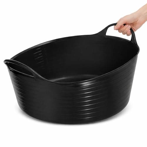 Image of Flexi-Fill 15L Black Flexible Trug – Heavy Duty Horse Feed & Water Tub for Stable, Yard & Garden Use – Durable Flexible Plastic Feed Tub for Horses, Soaking Feeds & Multi-Purpose Yard Tasks