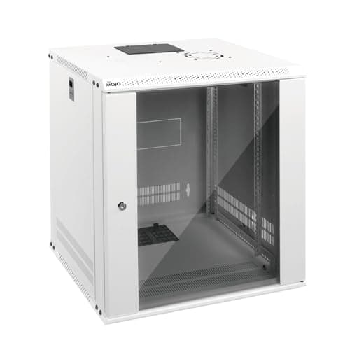 Image of Tecmojo 12U 450mm Depth Wall Mount Server Cabinet IT Network Rack Enclosure Lockable Door and Side Panels White, Standard Glass Door, for 19" IT Equipment, A/V Devices, White, Flat Package
