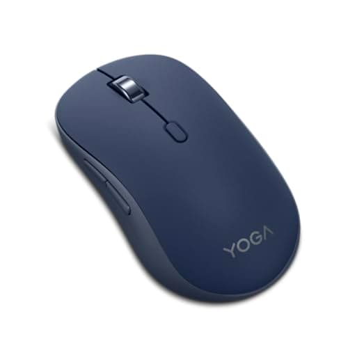 Image of Lenovo Yoga – Silent Bluetooth Mouse (Wireless, Ergonomic, Ambidextrous, Optical IR LED Sensor, 6 Buttons, Scroll Wheel, Simultaneous Connectivity, x1 AA Battery) - Cosmic Blue