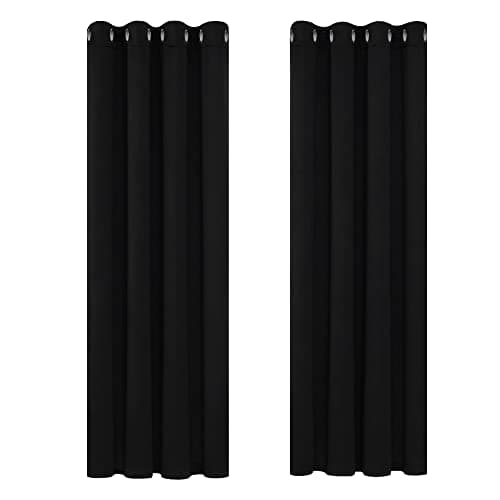 Image of Deconovo Curtains 72 drop Eyelet Thermal Insulated Bedroom Black out Panels Ring Top Blackout Curatins for Kids Bedroom 46 x 72 Drop Inch Black 2 Panels