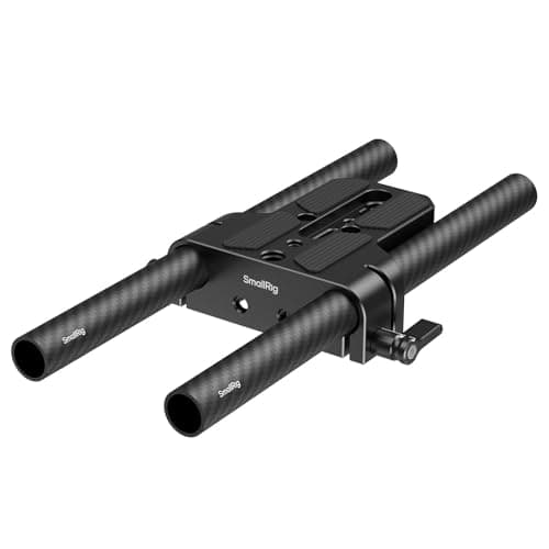 Image of SMALLRIG Camera Base Plate Kit with 15mm LWS Rod Rail Clamp, Carbon Fiber 15mm Rods (8'' / 20cm), for Sony A6500 A6600 A6300, for Canon R5 R6, for Sony A7SIII / A7III, Both for Cameras & Cages - 5609