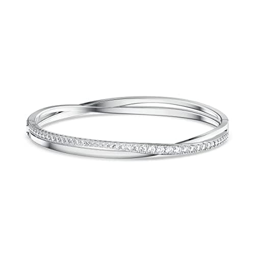 Image of Swarovski Twist bangle, White, Rhodium plated, L