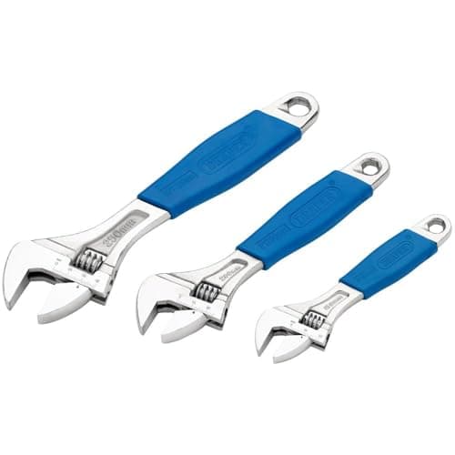 Image of Draper 88598 3-Piece Soft-Grip Adjustable Wrench Set , Blue