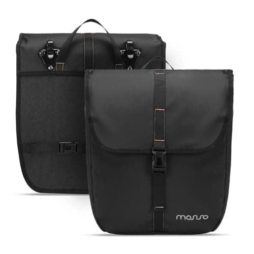 Image of MOSISO 20L Bike Panniers, 2 Pack Waterproof Panniers Cycling Bag, Large Capacity Flap Bike Rear Rack Seat Bag Bicycle Luggage Storage Trunk Handbag for Road Mountain Cycling Traveling Commuting, Black